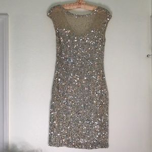 Parker nude sequin mini dress size 8